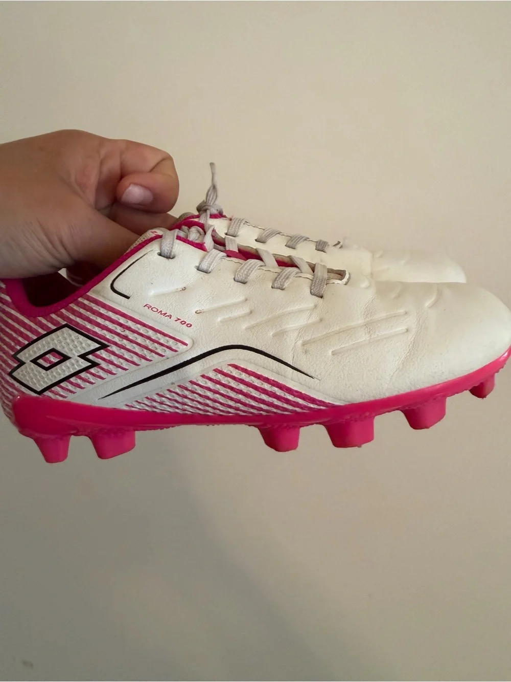Girls white & Pink Athletic Sneakers/cleats - Picture 2 of 3